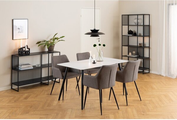 Fekete könyvespolc kő dekorral 120x83 cm Strington – Actona
