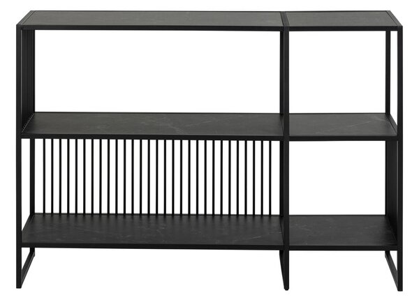 Fekete könyvespolc kő dekorral 120x83 cm Strington – Actona