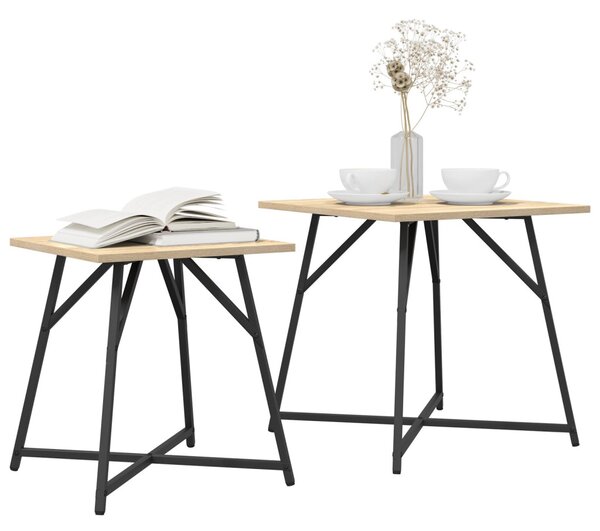 Kisasztal készlet 2 db Sonoma Tölgy és Fekete 50 x 50 x 50 cm