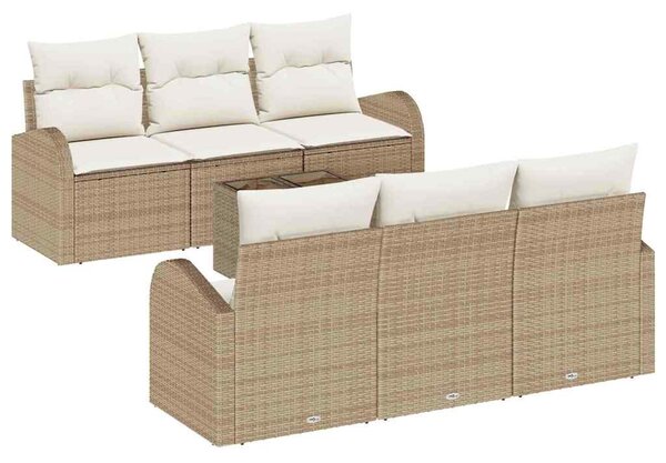 Kerti Kanapé Szett 7 db 6-Ülőhelyek száma Beige és krém