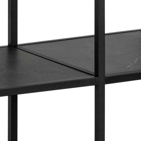 Fekete könyvespolc kő dekorral 120x83 cm Strington – Actona