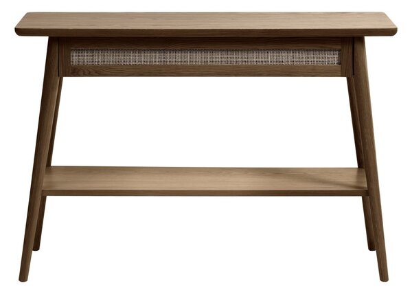 Barna konzolasztal tölgyfa dekoros asztallappal 40x110 cm Barrali – Unique Furniture