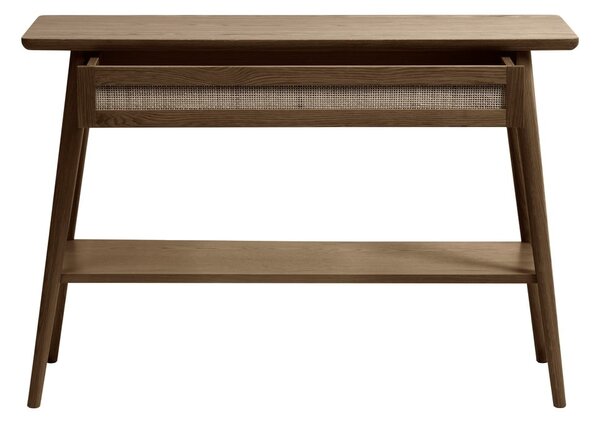 Barna konzolasztal tölgyfa dekoros asztallappal 40x110 cm Barrali – Unique Furniture