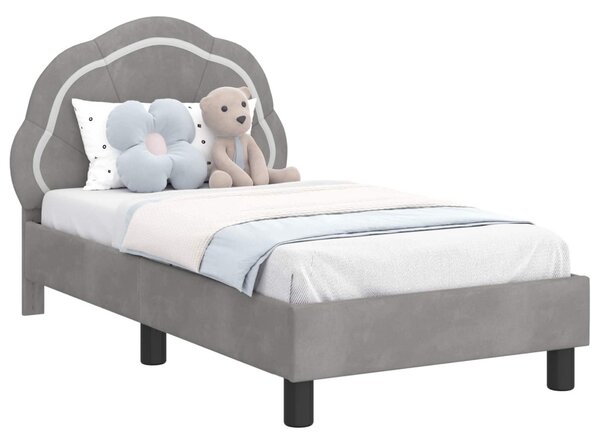Gyerekágy keret fejtámlával Világosszürke 70 x 140 cm Bársony