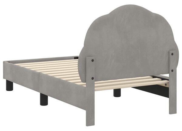 Gyerekágy keret fejtámlával Világosszürke 70 x 140 cm Bársony