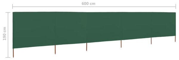 Zöld 5-paneles szövet szélfogó 600 x 160 cm