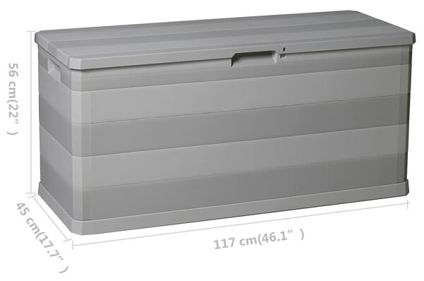Szürke kerti tárolóláda 117 x 45 x 56 cm