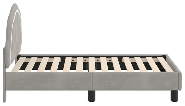 Gyerekágy keret fejtámlával Világosszürke 70 x 140 cm Bársony