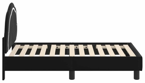 Gyerekágy keret fejtámlával Fekete 70 x 140 cm Bársony