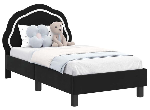Gyerekágy keret fejtámlával Fekete 70 x 140 cm Bársony