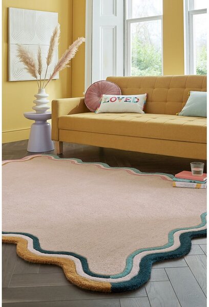 Krémszínű kézi szövésű gyapjú szőnyeg 160x230 cm Leo Scallop – Flair Rugs