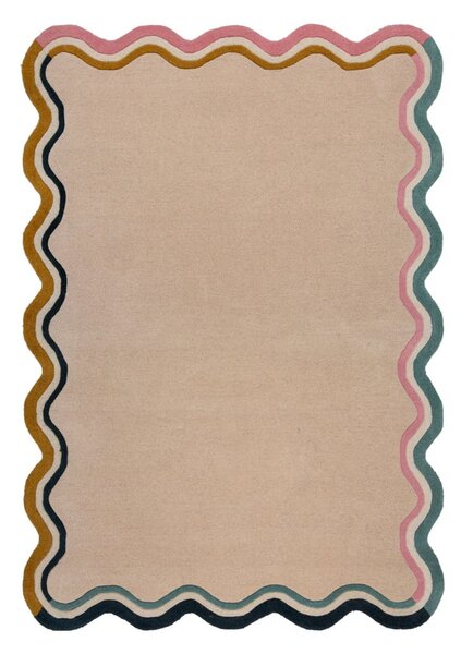 Krémszínű kézi szövésű gyapjú szőnyeg 160x230 cm Leo Scallop – Flair Rugs
