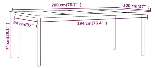 9 részes polyrattan és üveg kerti étkezőgarnitúra párnákkal