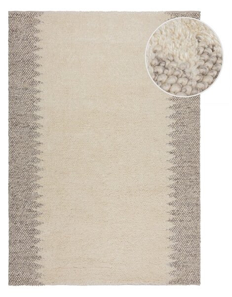 Krémszínű kézi szövésű gyapjúkeverék szőnyeg 120x170 cm Minerals Border – Flair Rugs