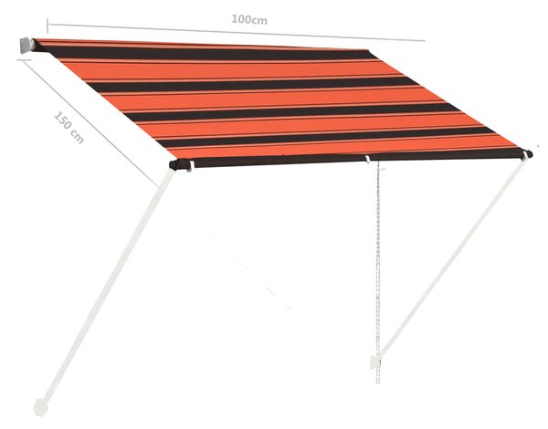 Narancssárga és barna feltekerhető napellenző 100 x 150 cm