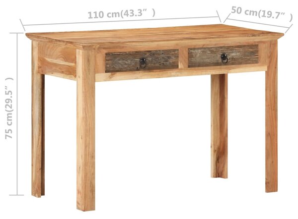 Tömör újrahasznosított fa asztal 110 x 50 x 75 cm