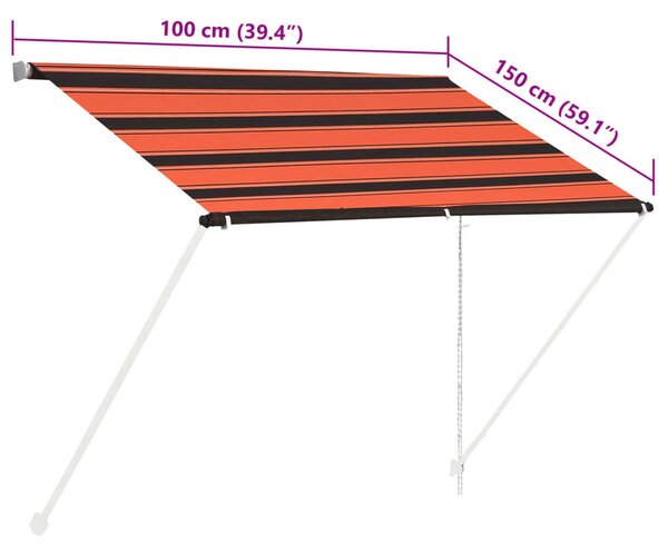 Narancssárga és barna feltekerhető napellenző 100 x 150 cm