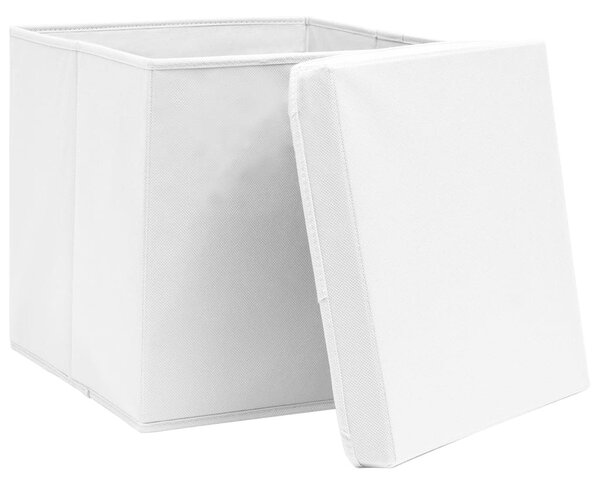 4 db fehér fedeles tárolódoboz 28 x 28 x 28 cm