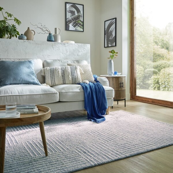 Világoskék kézi szövésű gyapjú szőnyeg 200x290 cm Memphis Wool – Flair Rugs