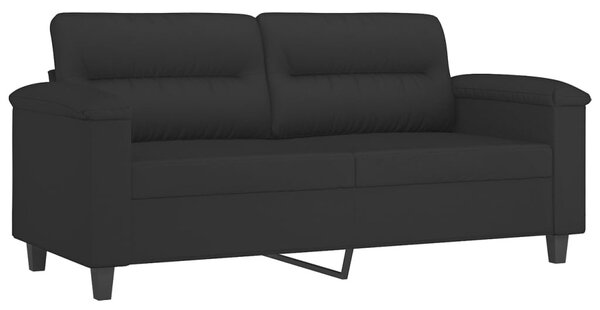 2 személyes fekete mikroszálas szövetkanapé párnákkal 140 cm