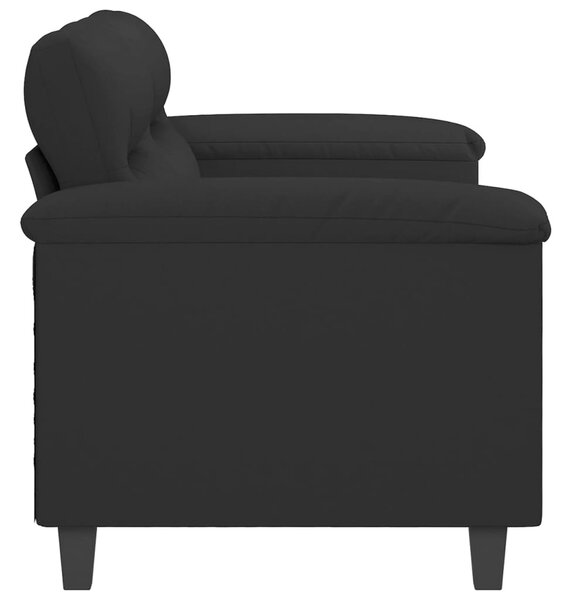 Kétszemélyes fekete mikroszálas szövetkanapé 140 cm