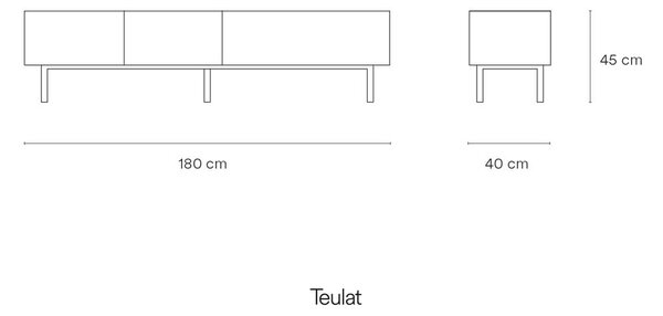 Fehér-natúr színű TV-állvány tölgyfa dekorral 180x45 cm Arista – Teulat