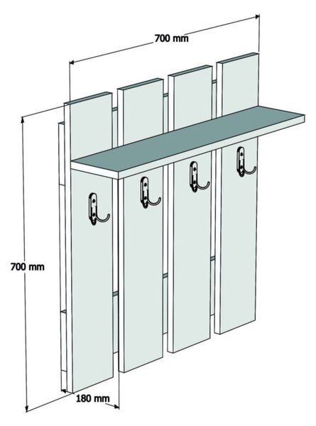 Antracitszürke-natúr színű fali fogas diófa dekorral polccal Mita – Puqa Design
