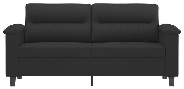Kétszemélyes fekete mikroszálas szövetkanapé 140 cm