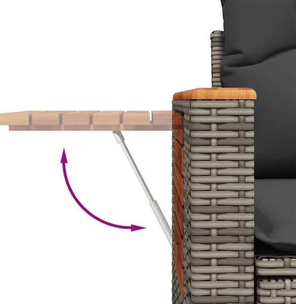 2 személyes szürke polyrattan kerti kanapé párnával