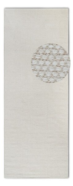 Krémszínű kézi szövésű gyapjúkeverék futószőnyeg 80x200 cm Pradesh Natural White – Elle Decoration