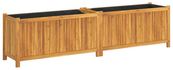 Tömör akácfa kerti virágtartó béléssel 199x38,5x50 cm