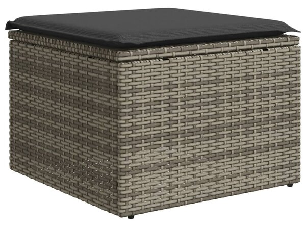 11 részes szürke polyrattan kerti ülőgarnitúra párnákkal