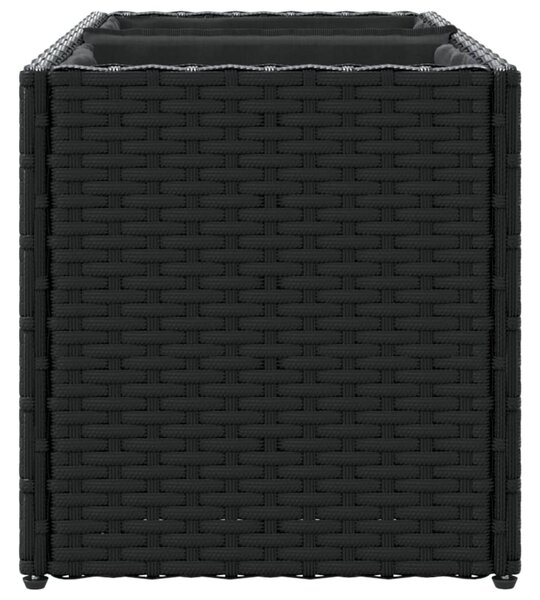 Fekete polyrattan kerti ültetőláda 2 cseréppel 72x30x32 cm