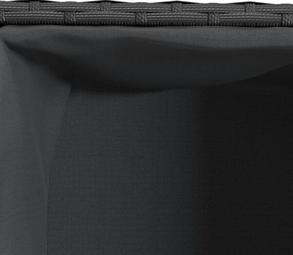 Fekete polyrattan kerti ültetőláda 2 cseréppel 72x30x32 cm