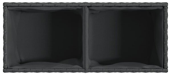 Fekete polyrattan kerti ültetőláda 2 cseréppel 72x30x32 cm