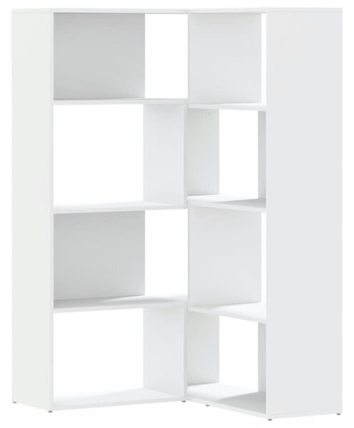 4 szintes fehér szerelt fa sarok könyvespolc 85 x 85 x 140 cm