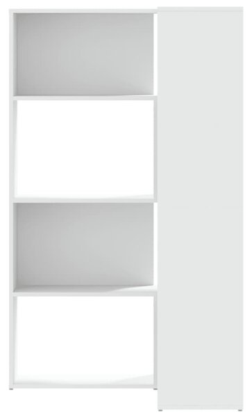 4 szintes fehér szerelt fa sarok könyvespolc 85 x 85 x 140 cm