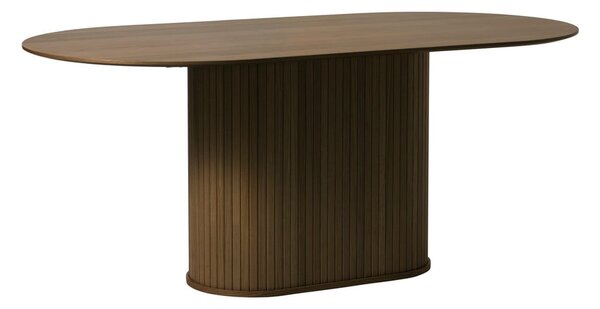 Barna étkezőasztal tölgyfa dekoros asztallappal 95x180 cm Nola – Unique Furniture