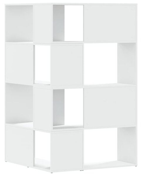 4 szintes fehér szerelt fa sarok könyvespolc 85 x 85 x 140 cm