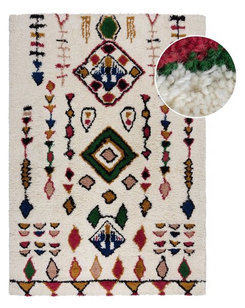 Krémszínű kézi szövésű gyapjú szőnyeg 160x230 cm Moroccan Fes – Flair Rugs