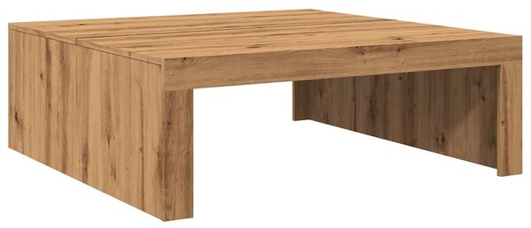Kézműves tölgy színű szerelt fa dohányzóasztal 100 x 100 x 35cm