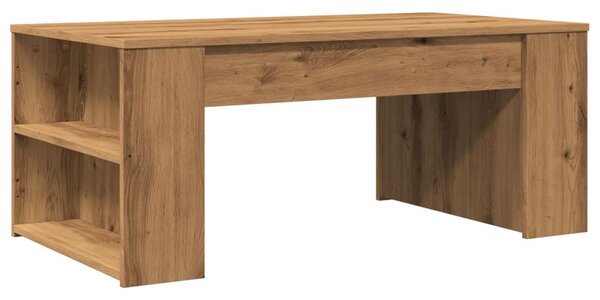 Kézműves tölgy színű szerelt fa dohányzóasztal 102 x 55 x 42 cm