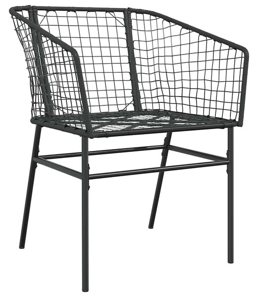3 részes fekete polyrattan üveg kerti étkezőgarnitúra