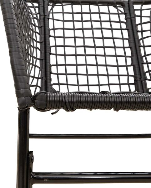 3 részes fekete polyrattan üveg kerti étkezőgarnitúra