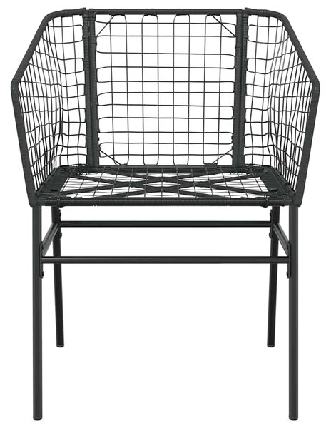 3 részes fekete polyrattan üveg kerti étkezőgarnitúra