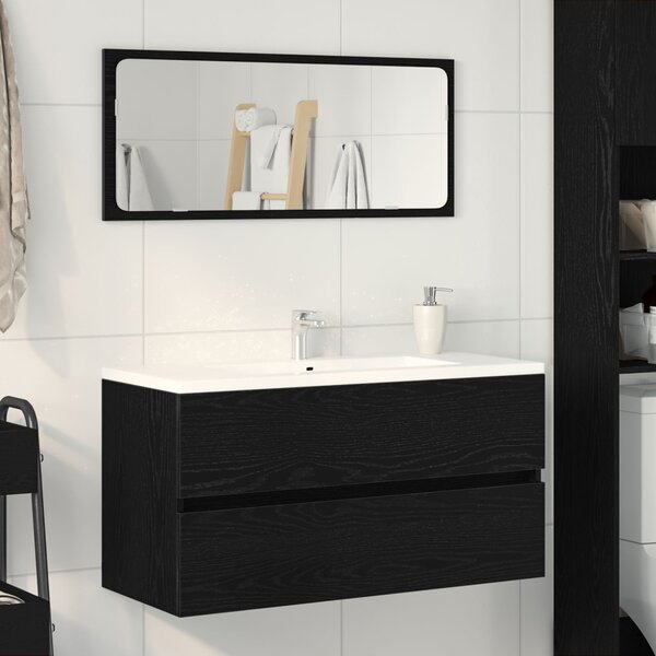 VidaXL fekete tölgy színű szerelt fa mosdószekrény 90 x 38,5 x 45 cm