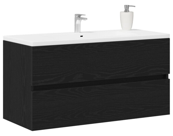 Fekete tölgy színű szerelt fa mosdószekrény 90 x 38,5 x 45 cm