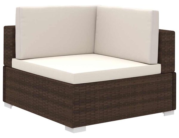 12-részes barna polyrattan kerti bútorszett párnákkal