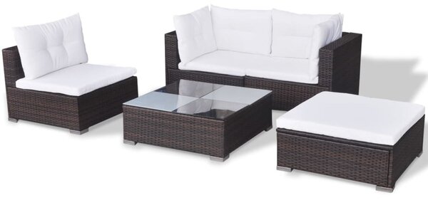 5 részes barna polyrattan kerti ülőgarnitúra párnákkal