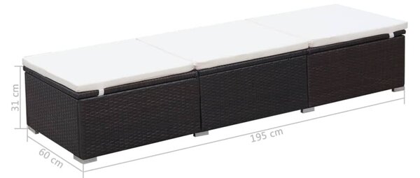 Barna polyrattan napozóágy párnával